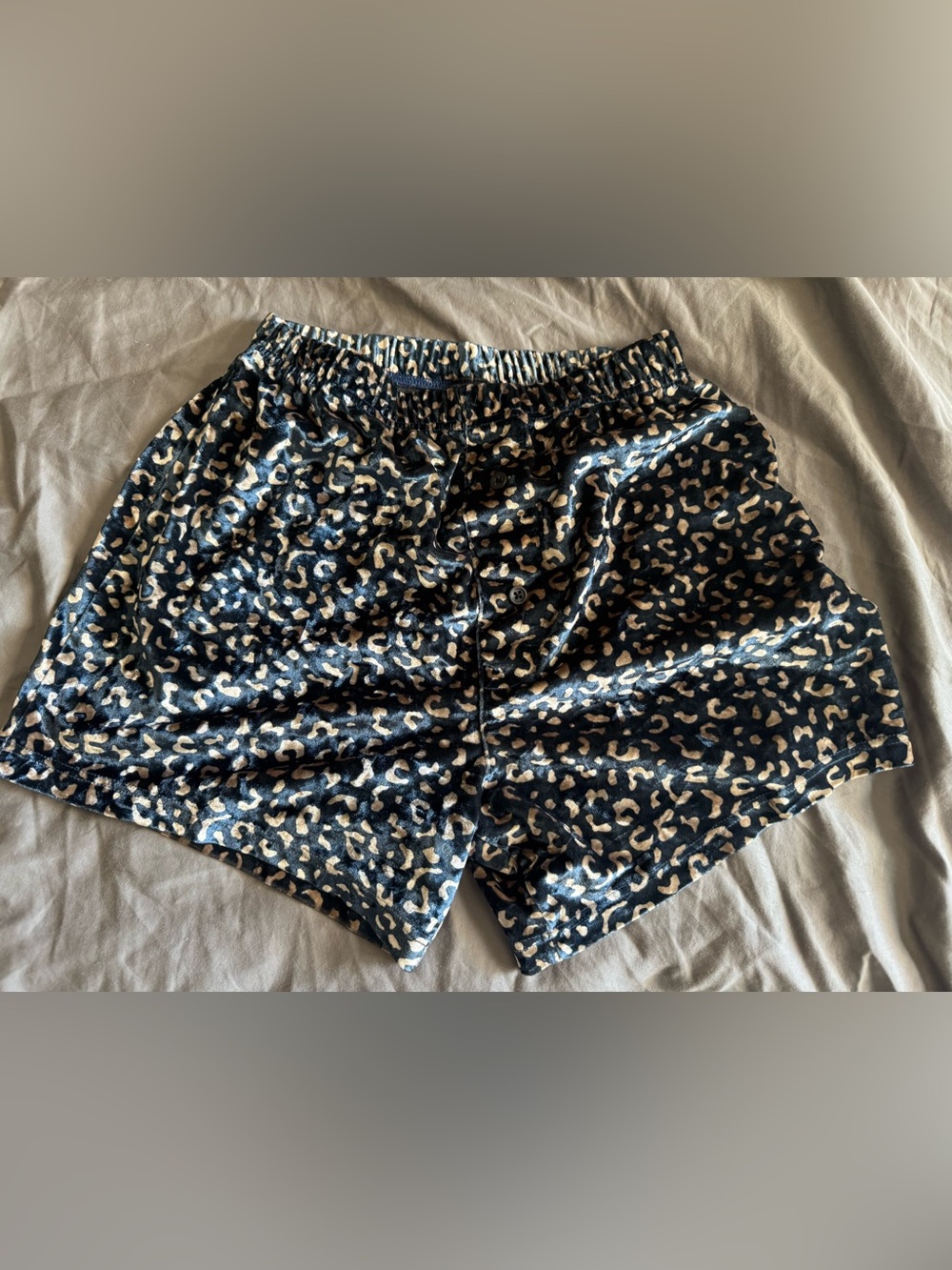 ASOS Velvet Animal Print Lounge Shorts Black Gold Leopard Boxer Pajama Size XS